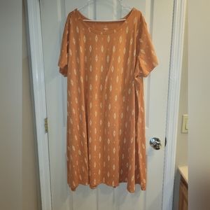 Sonoma size 4X orange dress with geometric shapes throughout.